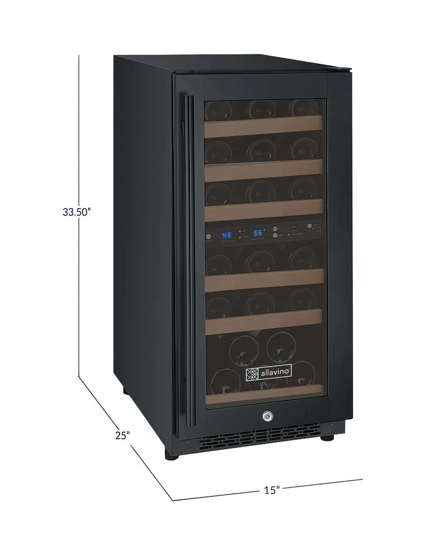 15" Wide FlexCount II Tru-Vino Technology 30 Bottle Dual Zone Black Wine Refrigerator