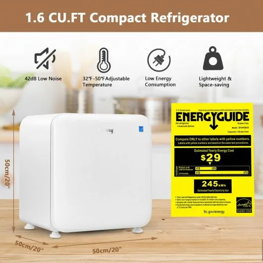 1.6 Cubic Feet Compact Refrigerator with Reversible Door-White