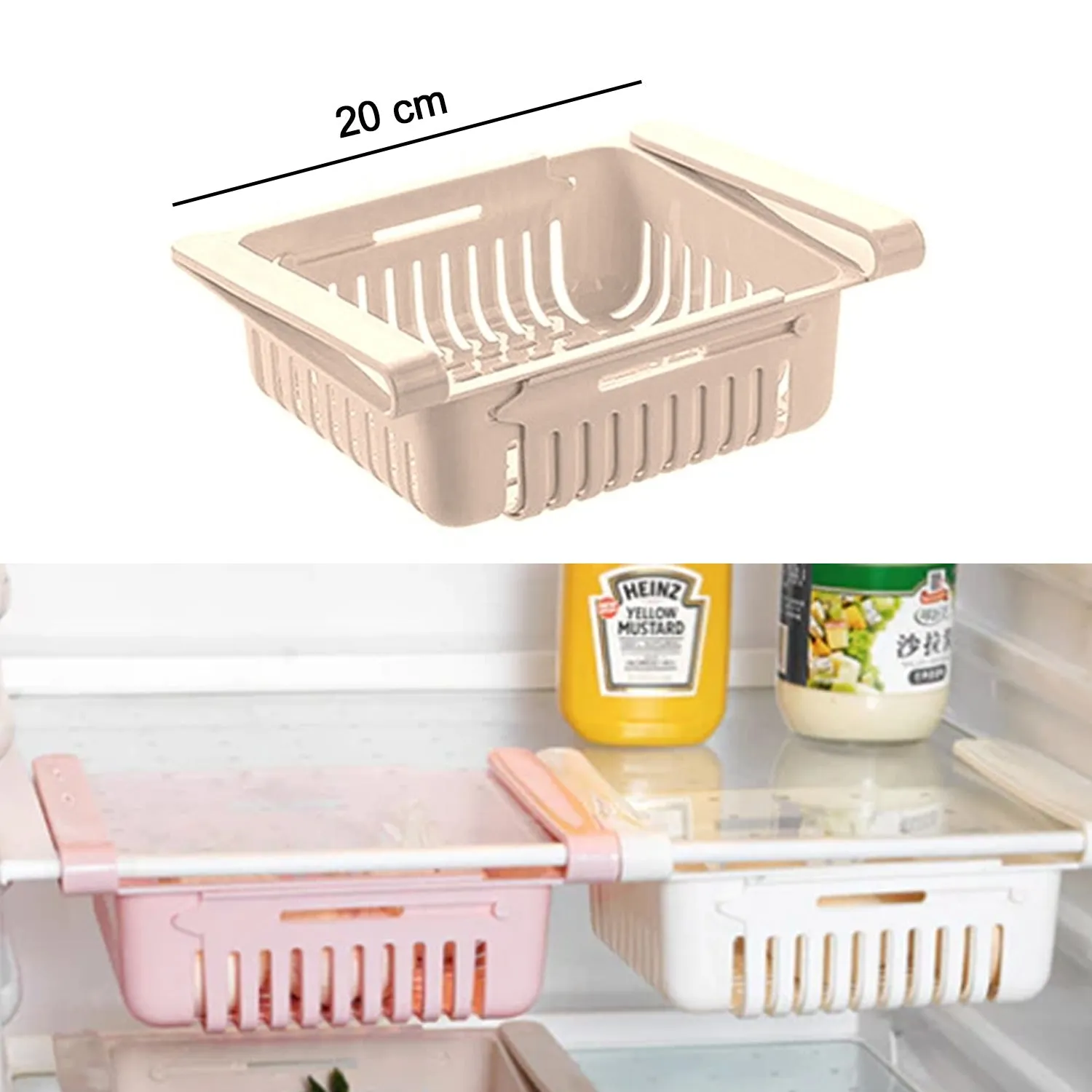 2175  EXPANDABLE ADJUSTABLE MULTIPURPOSE FRIDGE STORAGE BASKET ( 2 pc )