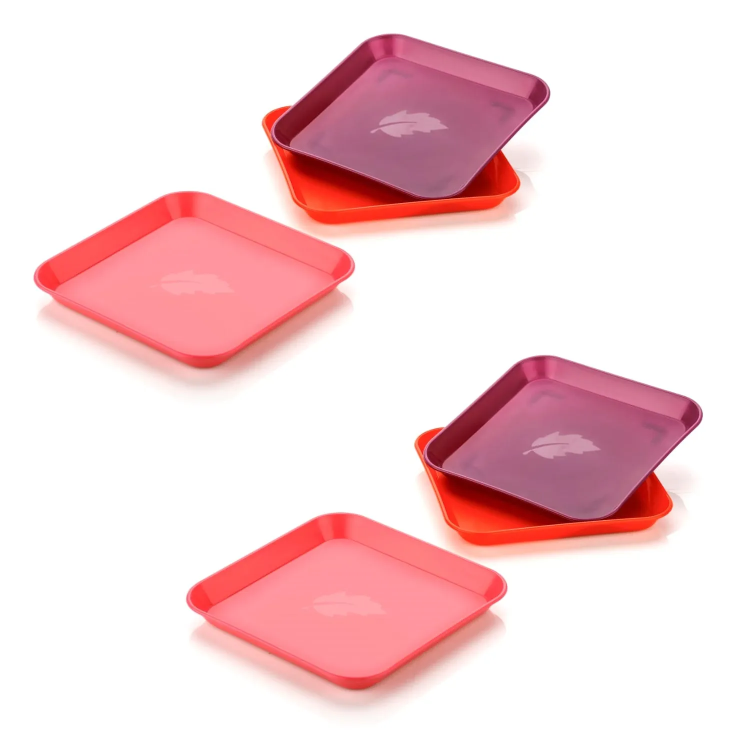 2706 Square Plastic Dinner Plate Set (Set of 6 Pcs) Colorful Snacks  /  Breakfast Plate