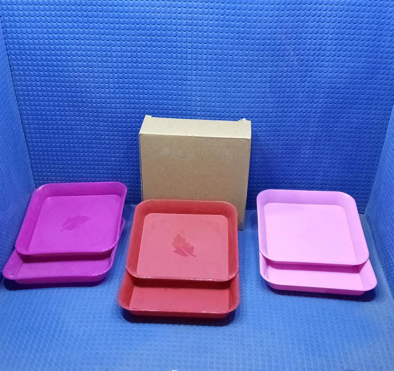 2706 Square Plastic Dinner Plate Set (Set of 6 Pcs) Colorful Snacks  /  Breakfast Plate