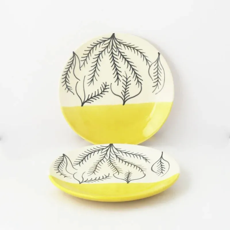 Abstract Ceramic Small Plates | Set of 2 | 7 Inches