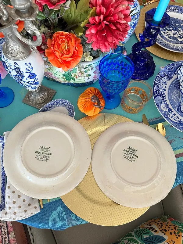 Blue Willow Dinner Plates, Ironstone - Pair