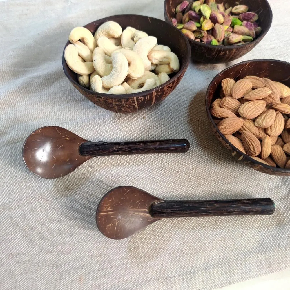 Coconut Shell Spoons | Tableware | Light Weight | Hand-Crafted | Set Of 4