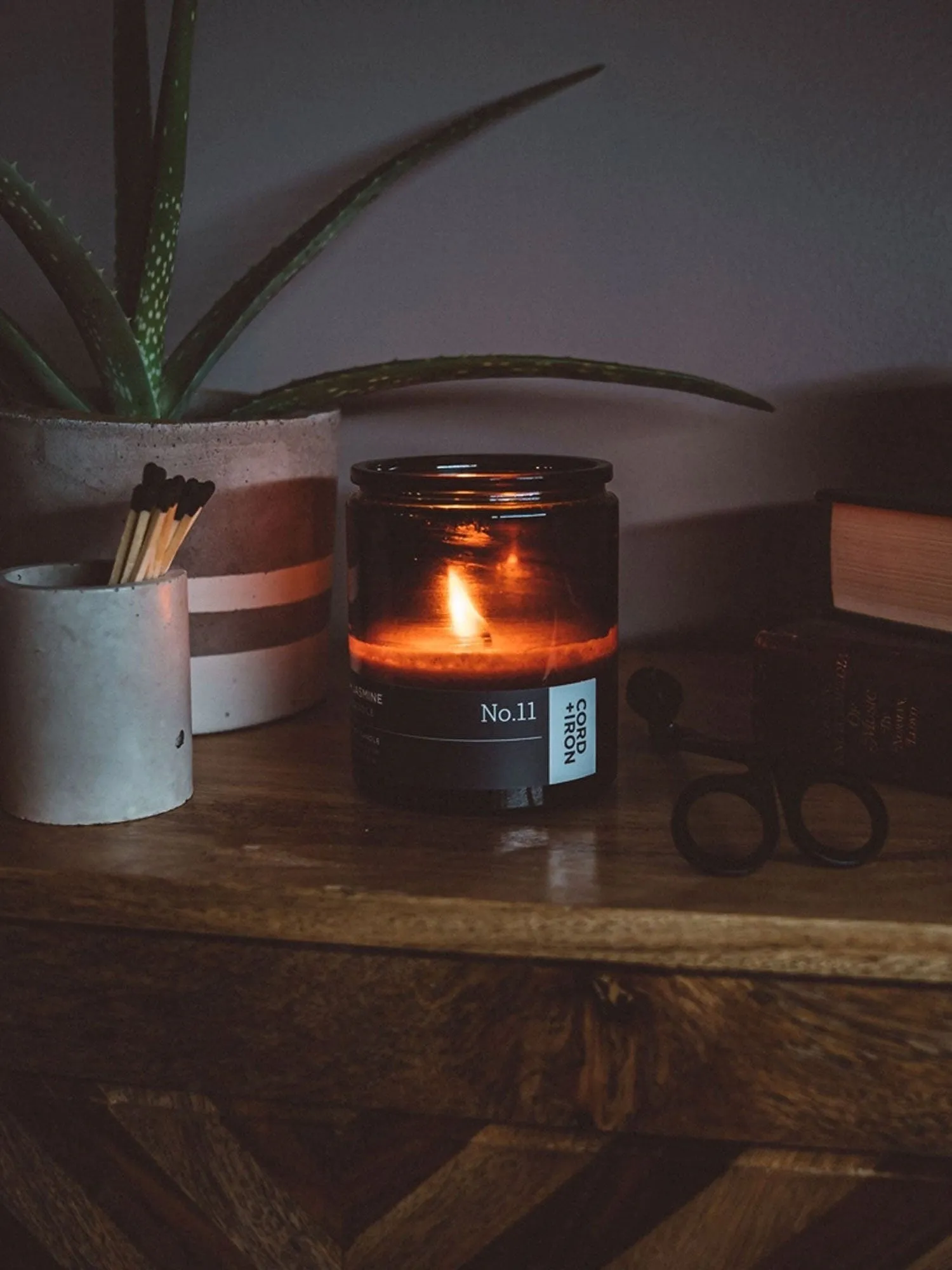Cord and Iron Hand Poured Candle
