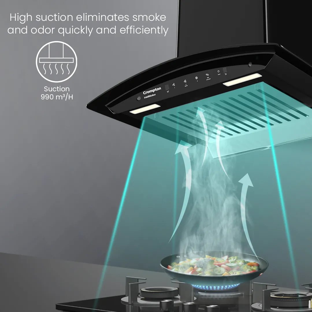 Crompton IntelliMotion Curved 60 cm Baffle Filter Chimney