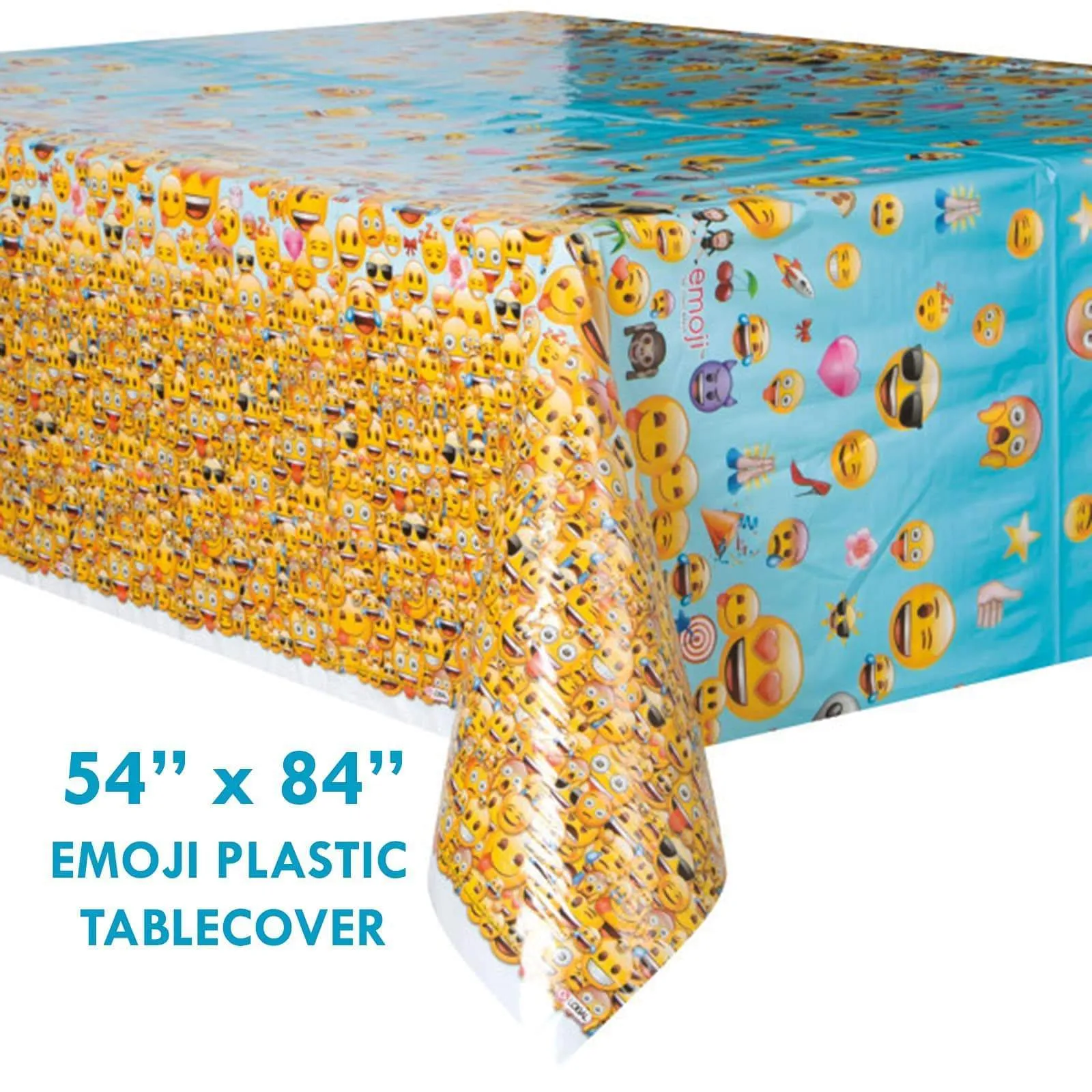 Emoji Celebration Party - Paper Dinner Plates, Lunch Napkins, and Table Cover Set (Serves 16)