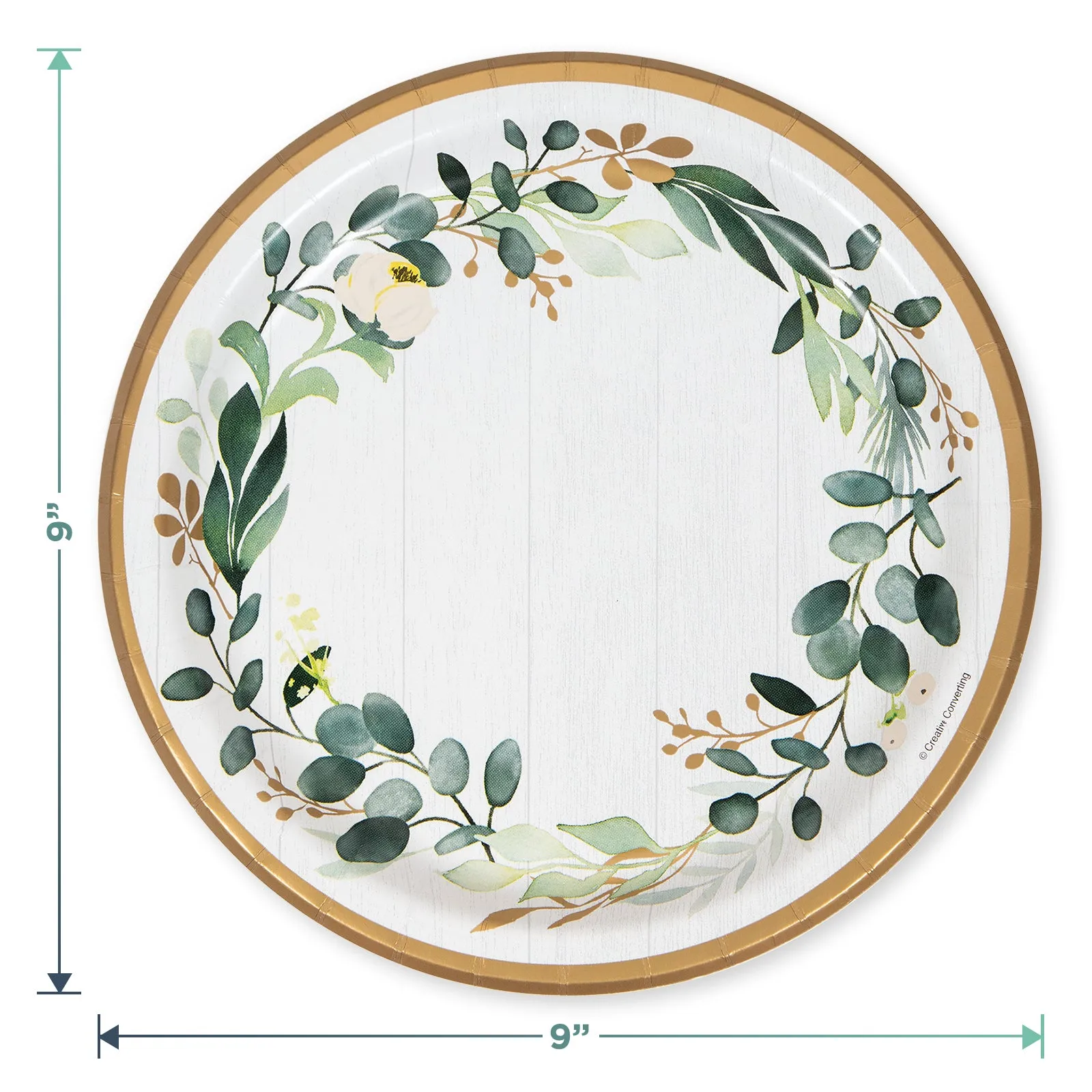 Eucalyptus Greens Garden of Love Bridal Party Supplies - Paper Dinner Plates, Napkins, and Forks (Serves 16)