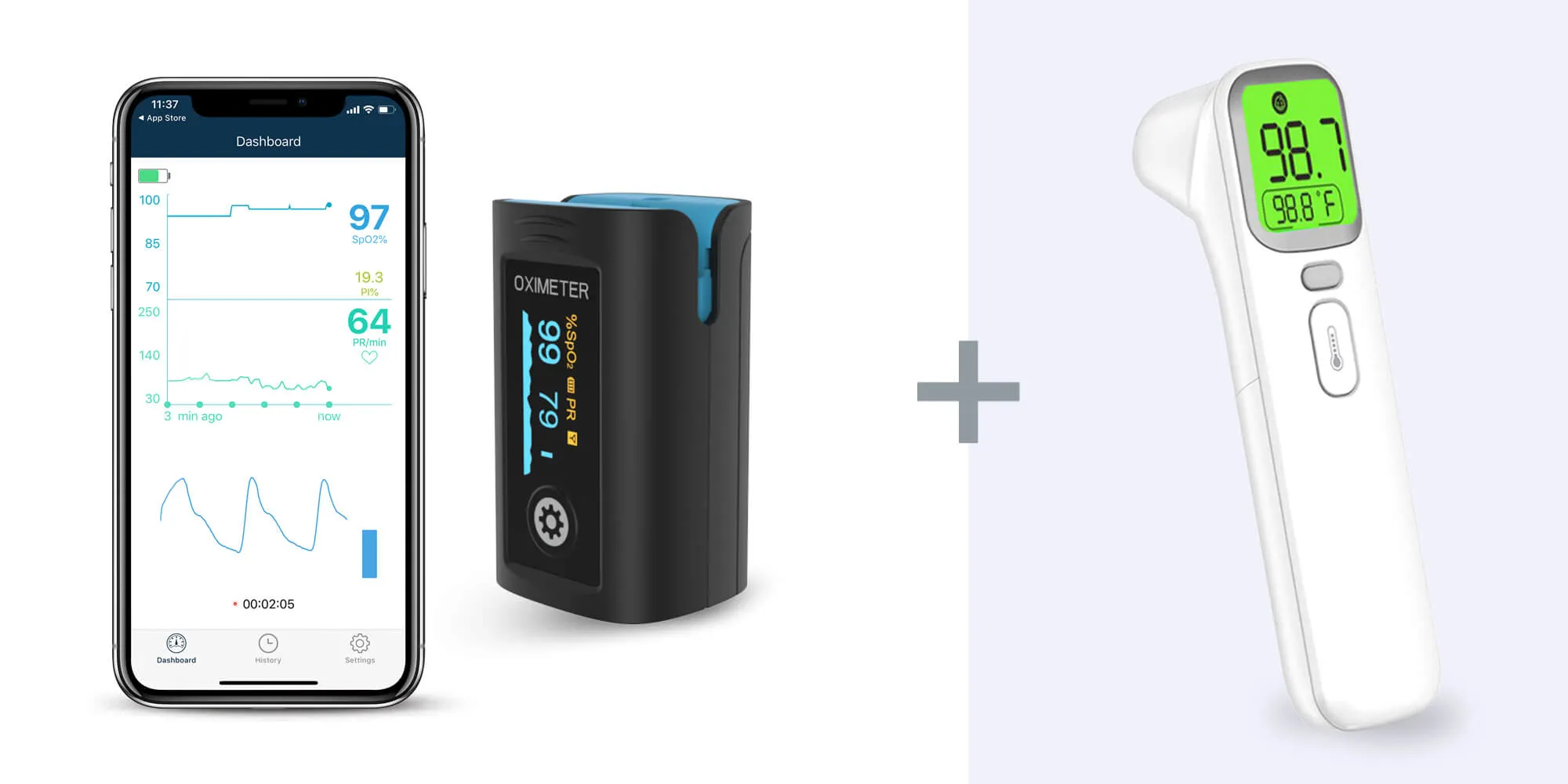 Fingertip Oximeter (Non-Bluetooth) & Thermometer (Non-Bluetooth)