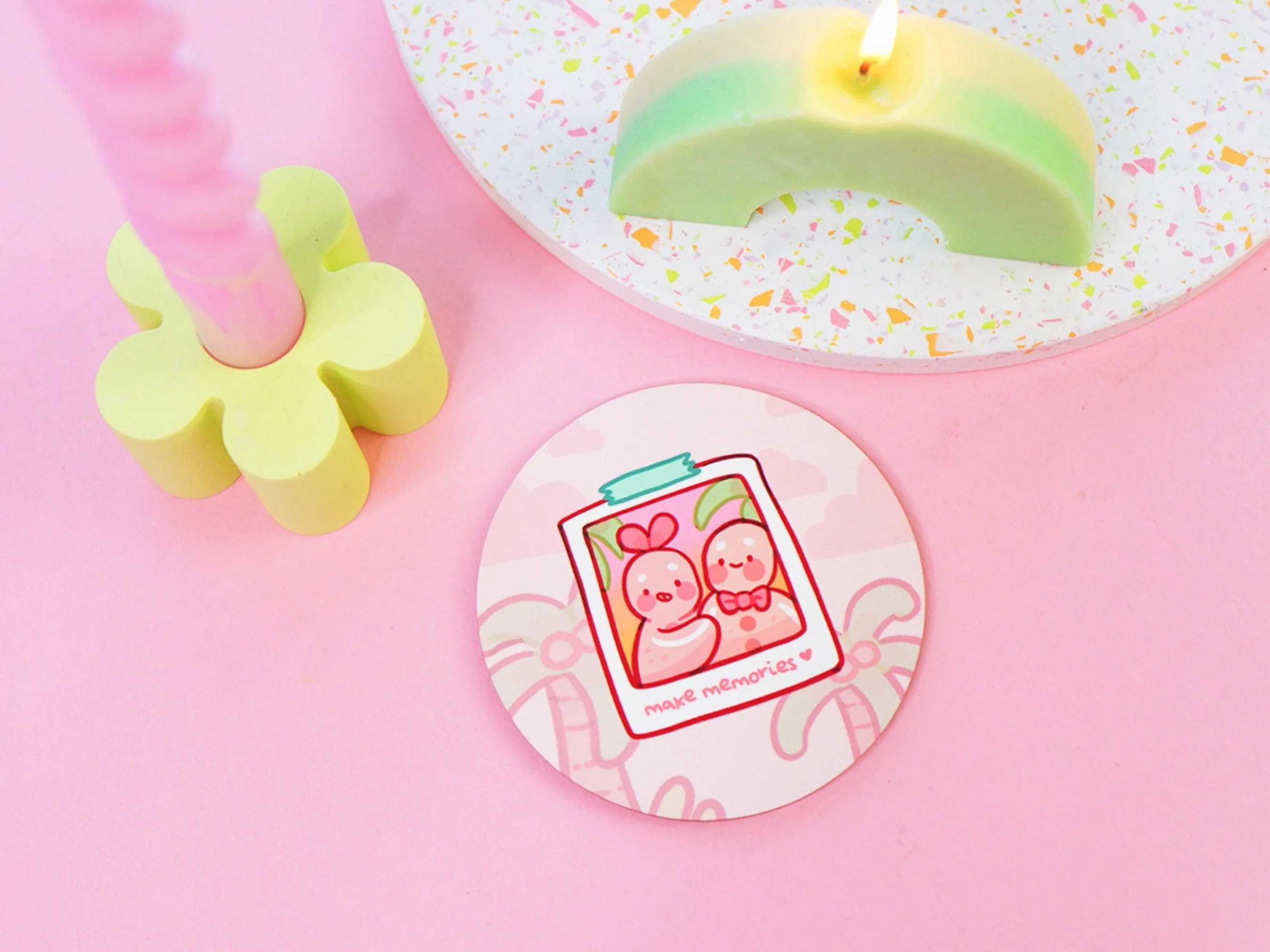 Gingie & Spice Kawaii Coaster | Make Memories Desk Decor | Cute Gingerbread Coaster