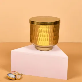 Golden Hammered Jar | Ethnic And Artistic | Hand Crafted | Storage Box | 4.3 Inches