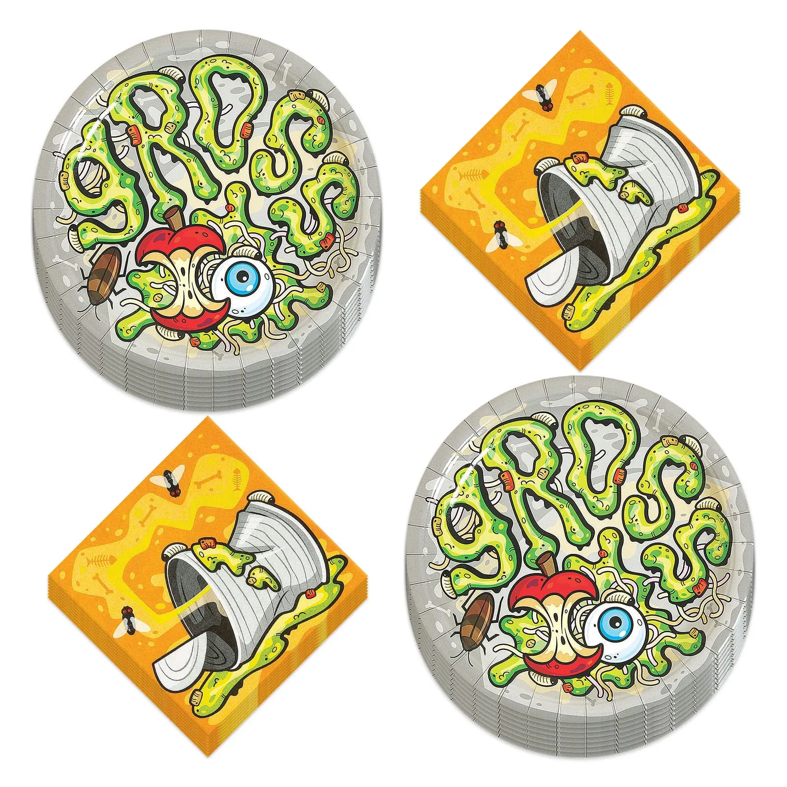 Gross Slime Paper Dinner Plates and Lunch Napkins (Serves 16)