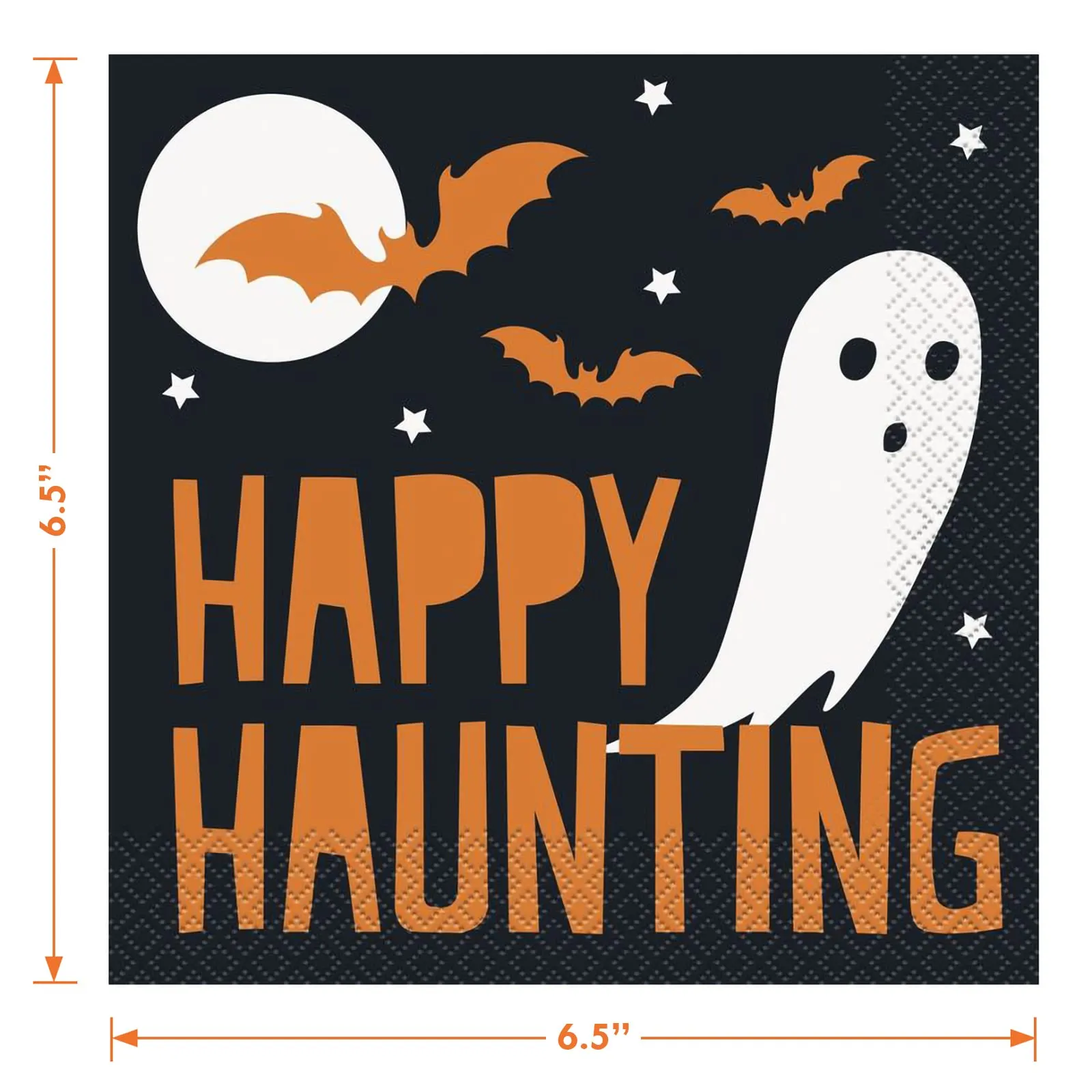 Halloween Party Happy Haunting Bats & Ghosts Square Paper Dinner Plates and Lunch Napkins (Serves 16)