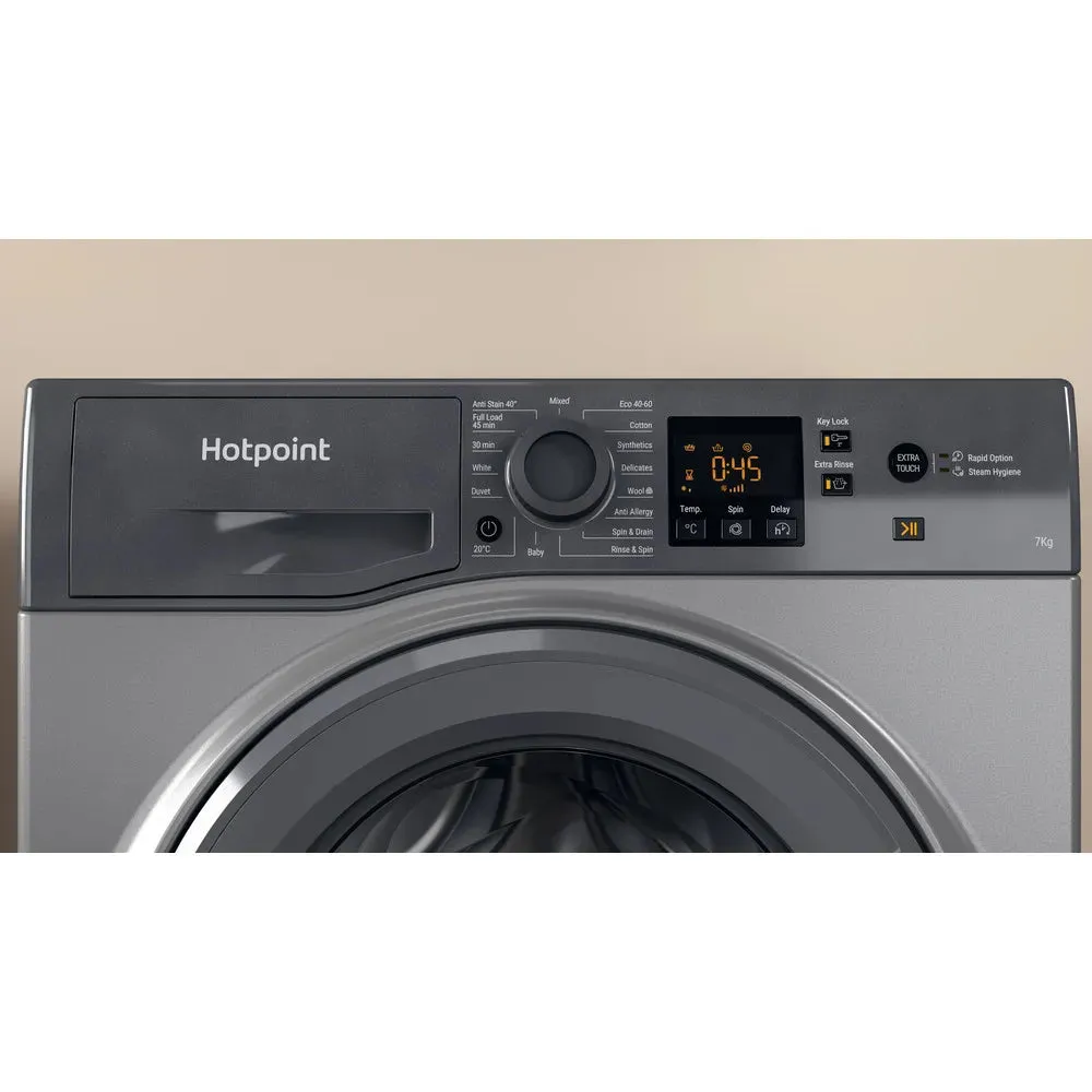 Hotpoint NSWF743UGGUKN 7kg 1400 Spin Washing Machine Graphite