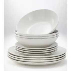 12-Piece Essential Porcelain White Dinnerware Set – Elegant Tableware Collection