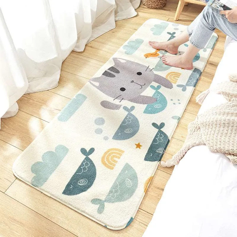 Kawaii Long Fluffy Bedroom Rugs Set 1
