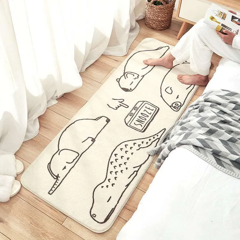 Kawaii Long Fluffy Bedroom Rugs Set 1