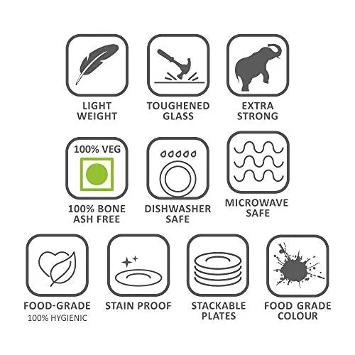Larah by Borosil Orbit Series 19 Pieces Opalware Dinner Set, Opal Glass Dinner Plates & Bowls, Crockery Set for Dining (White)