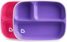 Munchkin Splash Toddler Divided Plates, Pink/Purple, 2 Pack