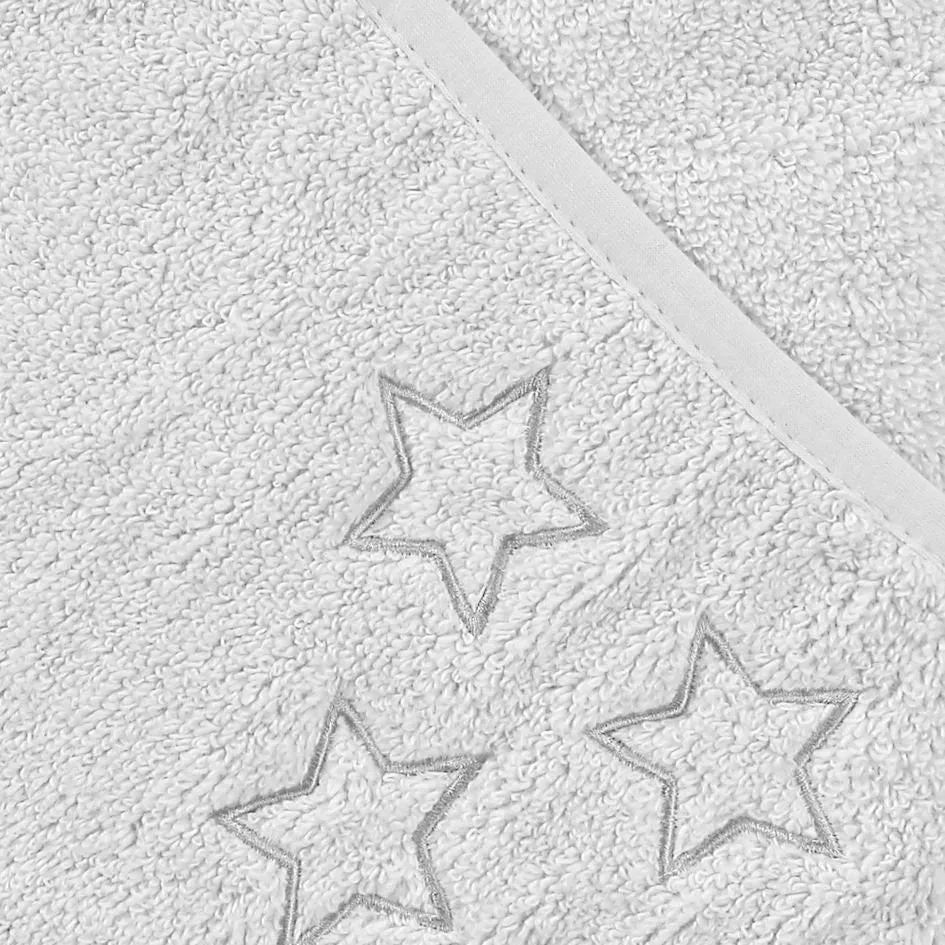 Organic Cotton Hooded Terry Bath Towel  35.4" x 35.4" - White Stars
