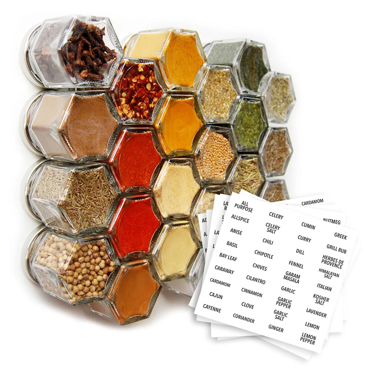 PANTRY SPICE BUNDLE: 24 Pantry Organic Spices in Magnetic Jars   Spice Tools