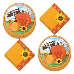 Pumpkin and Sunflower Paper Dinner Plates and Lunch Napkins for Fall Party (Serves 16)