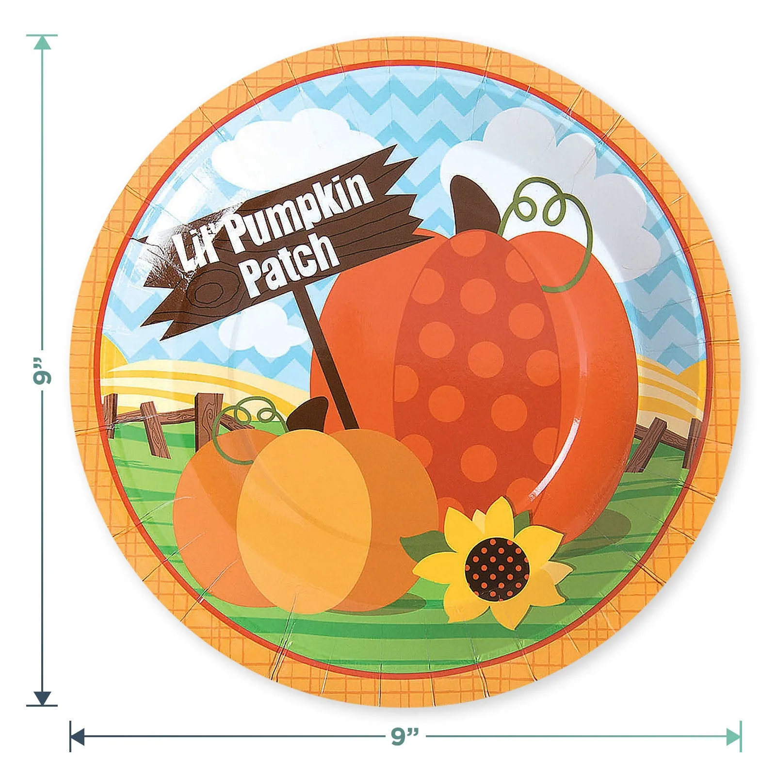 Pumpkin and Sunflower Paper Dinner Plates and Lunch Napkins for Fall Party (Serves 16)