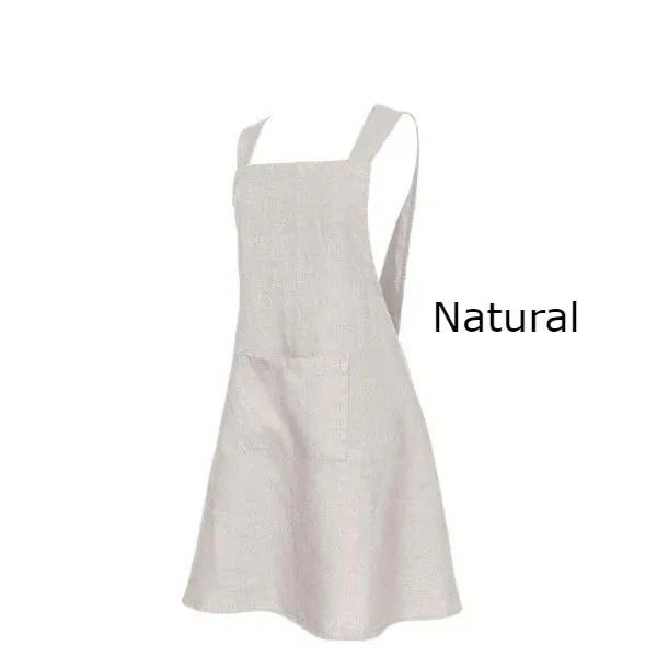 Pure Washed Linen Japanese Style Cross Back Apron