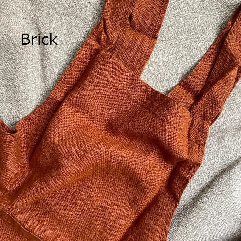 Pure Washed Linen Japanese Style Cross Back Apron