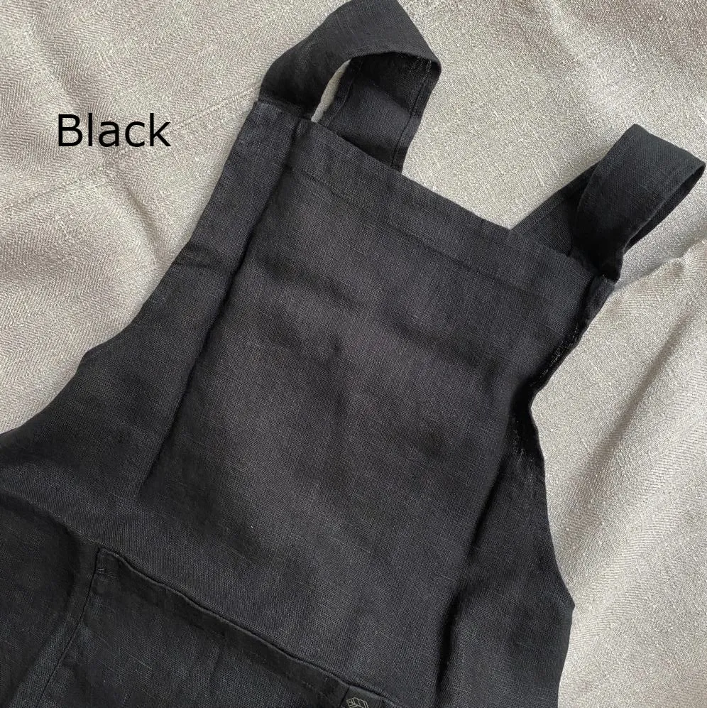 Pure Washed Linen Japanese Style Cross Back Apron