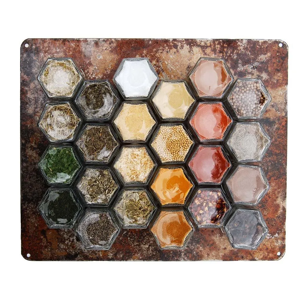 Rusted Wall Base for Spice Storage (Jars Not Included)
