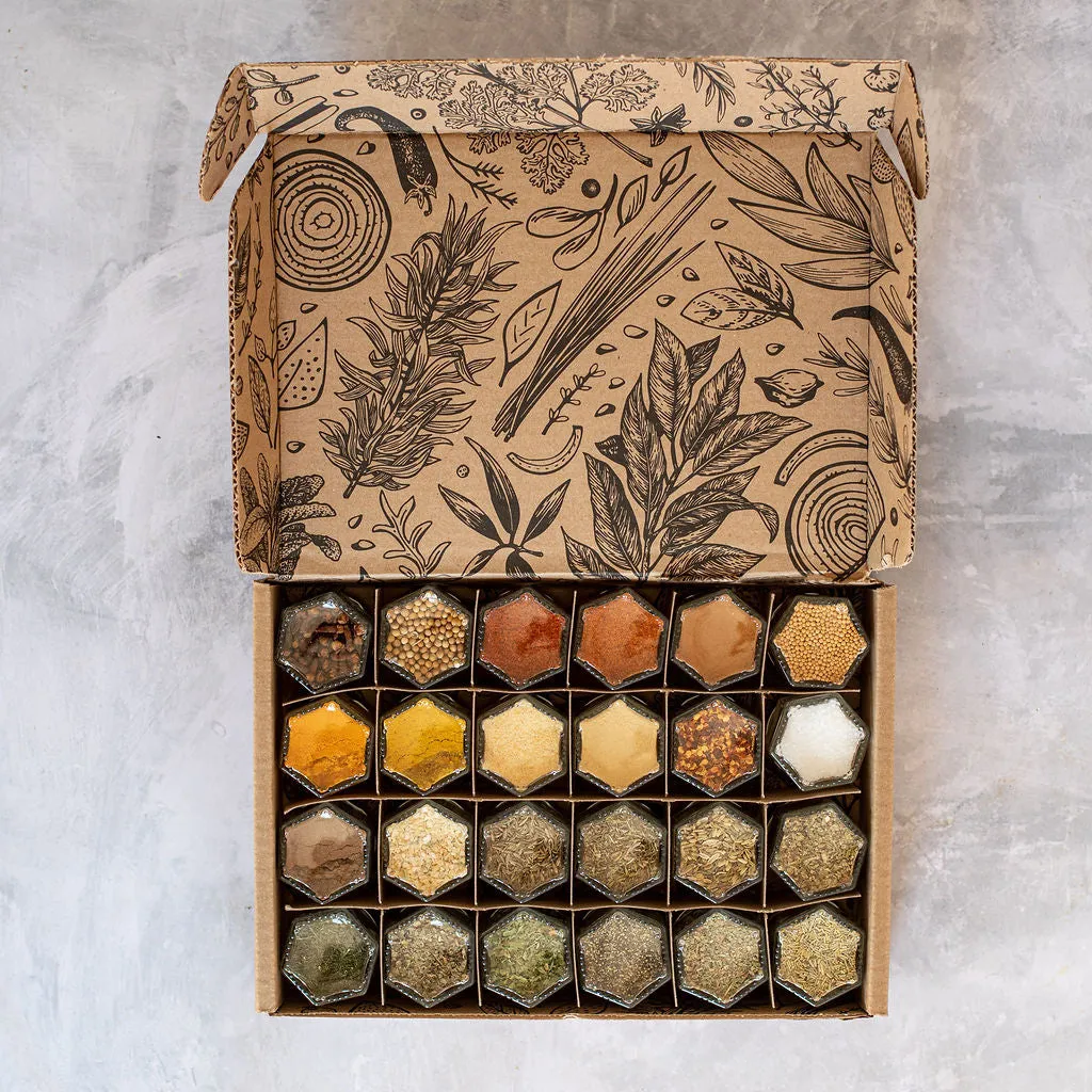 Rustic Wall Spice Rack - Your Choice of 24 Organic Seasonings