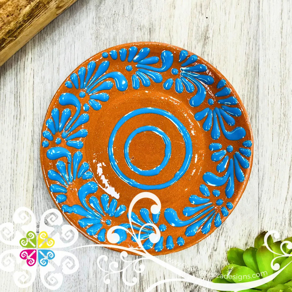 Set of 4 Large Plumeado Plate - Set Clay Flat Plates