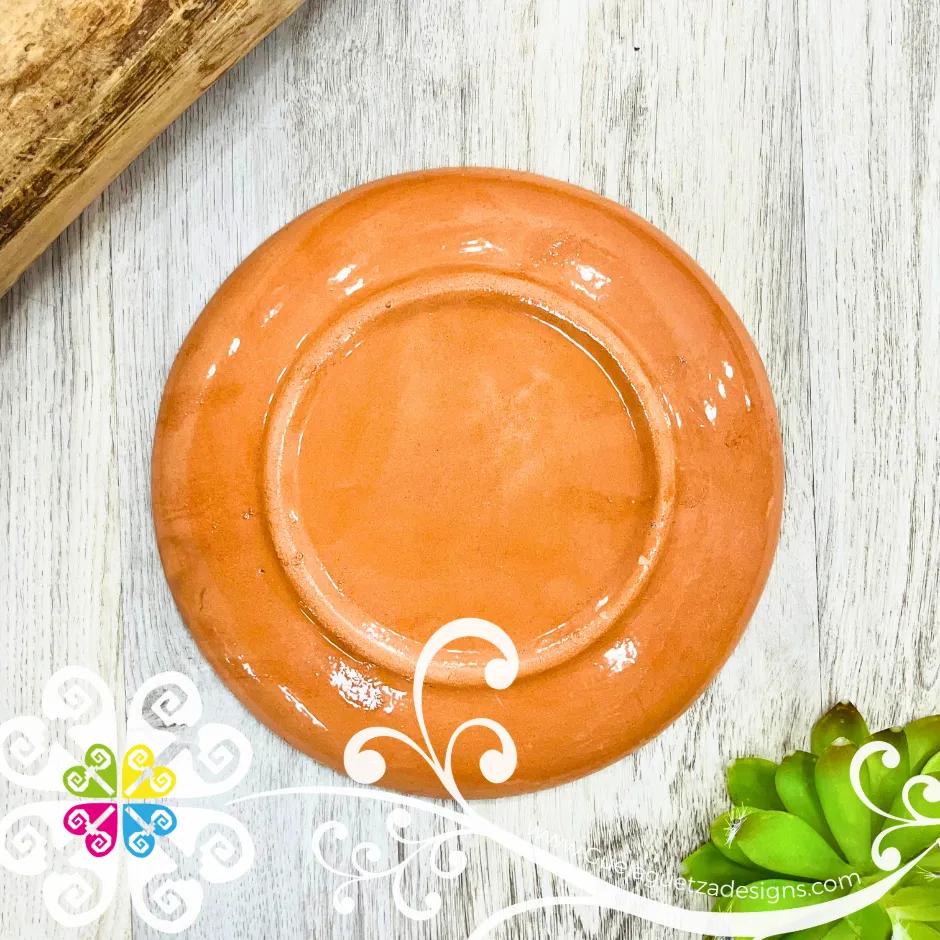 Set of 4 Large Plumeado Plate - Set Clay Flat Plates