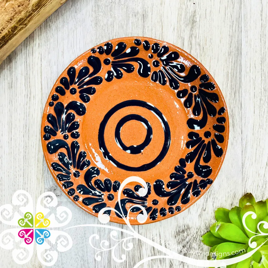 Set of 4 Large Plumeado Plate - Set Clay Flat Plates