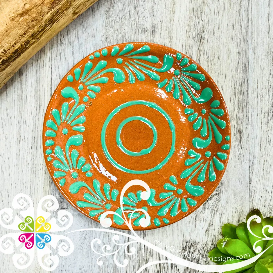 Set of 4 Large Plumeado Plate - Set Clay Flat Plates