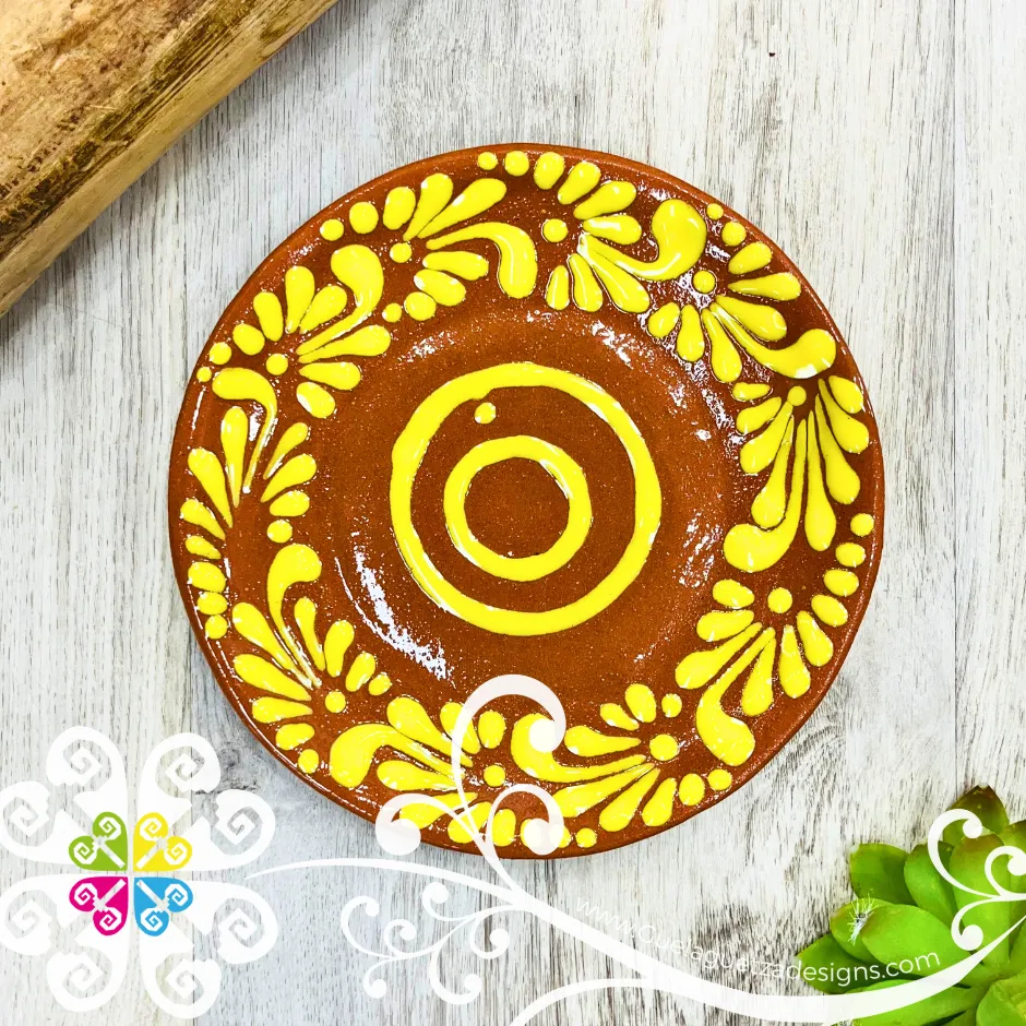 Set of 4 Large Plumeado Plate - Set Clay Flat Plates