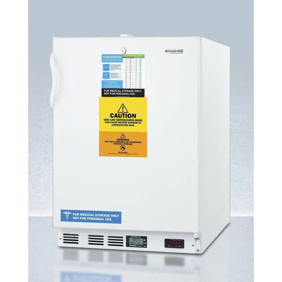 Summit 24" Wide Built-In All-Freezer, ADA Compliant with 3.5 cu. ft. Capacity, Right Hinge, Manual Defrost, Approved for Medical Use, Digital Thermostat - VLT650