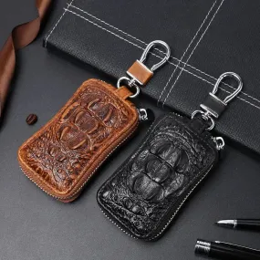 UAKISS  -  New First Layer Cowhide Luxury Key Bag Genuine Leather Men's Women's Multifunctional Keychain Crocodile Pattern Car Key Bag