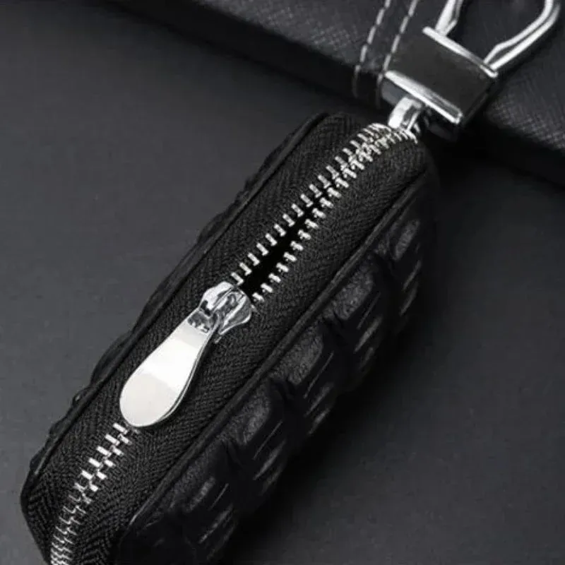 UAKISS  -  New First Layer Cowhide Luxury Key Bag Genuine Leather Men's Women's Multifunctional Keychain Crocodile Pattern Car Key Bag