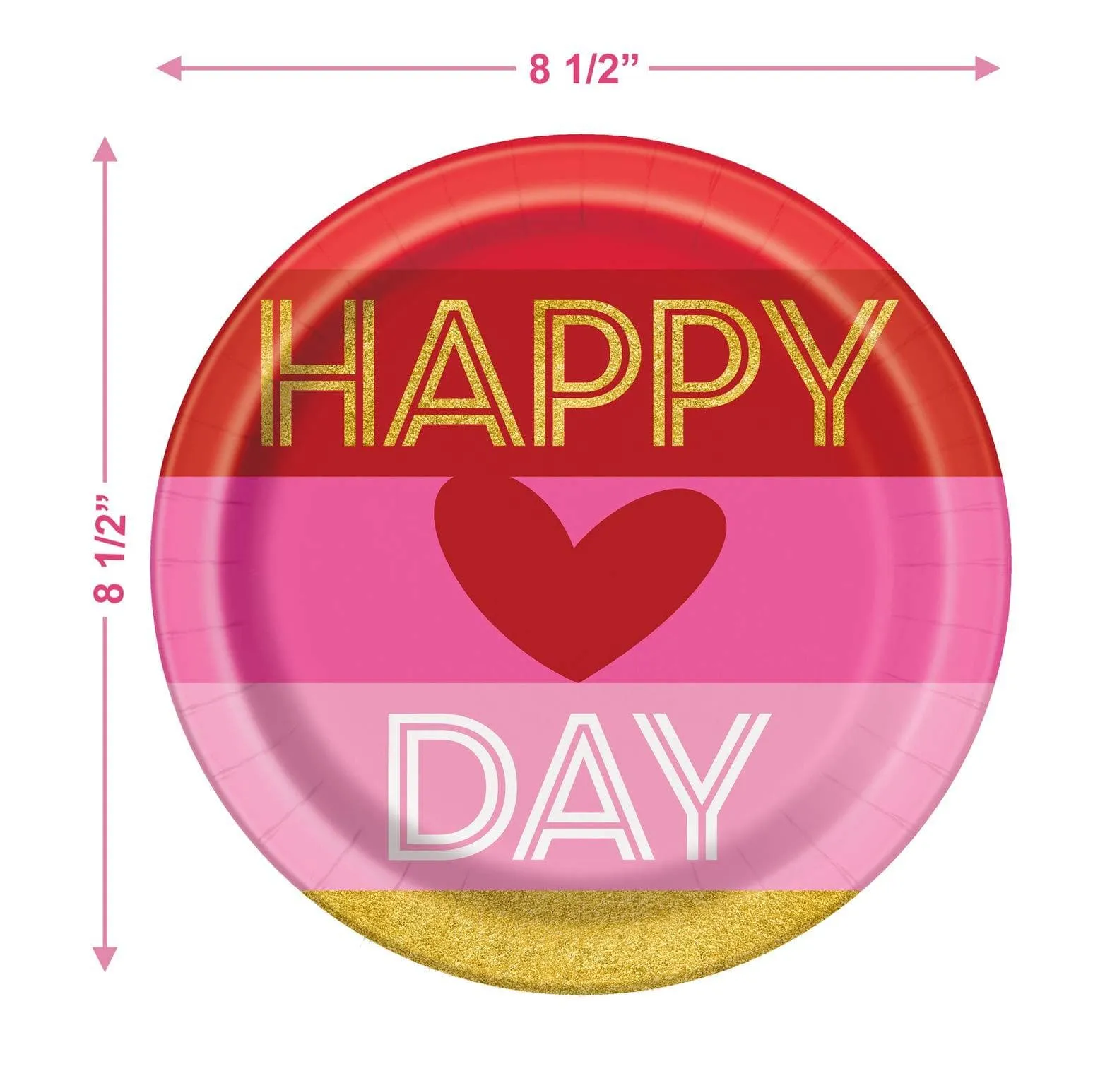 Valentine's Day Party Supplies - Valentine Fiesta Paper Plates and Napkins (Serves 16) (Gold and Pink Happy Valentine's Dinner Plates and Luncheon Napkins)